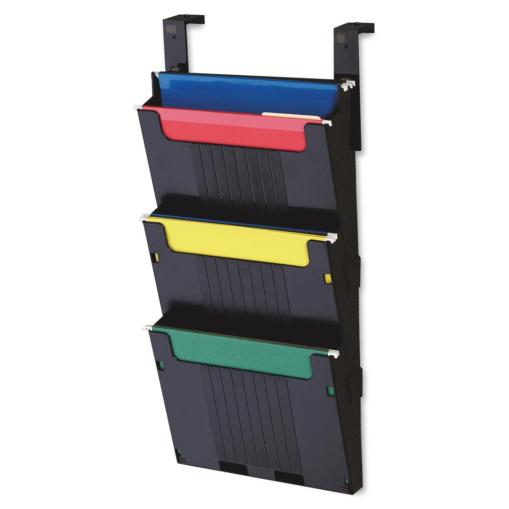 Deflecto Partition Pocket System - 3 Pocket(s) - 25'' Height x 12.6'' Width x 3.9'' Depth - Black - 3 / Set - deflecto