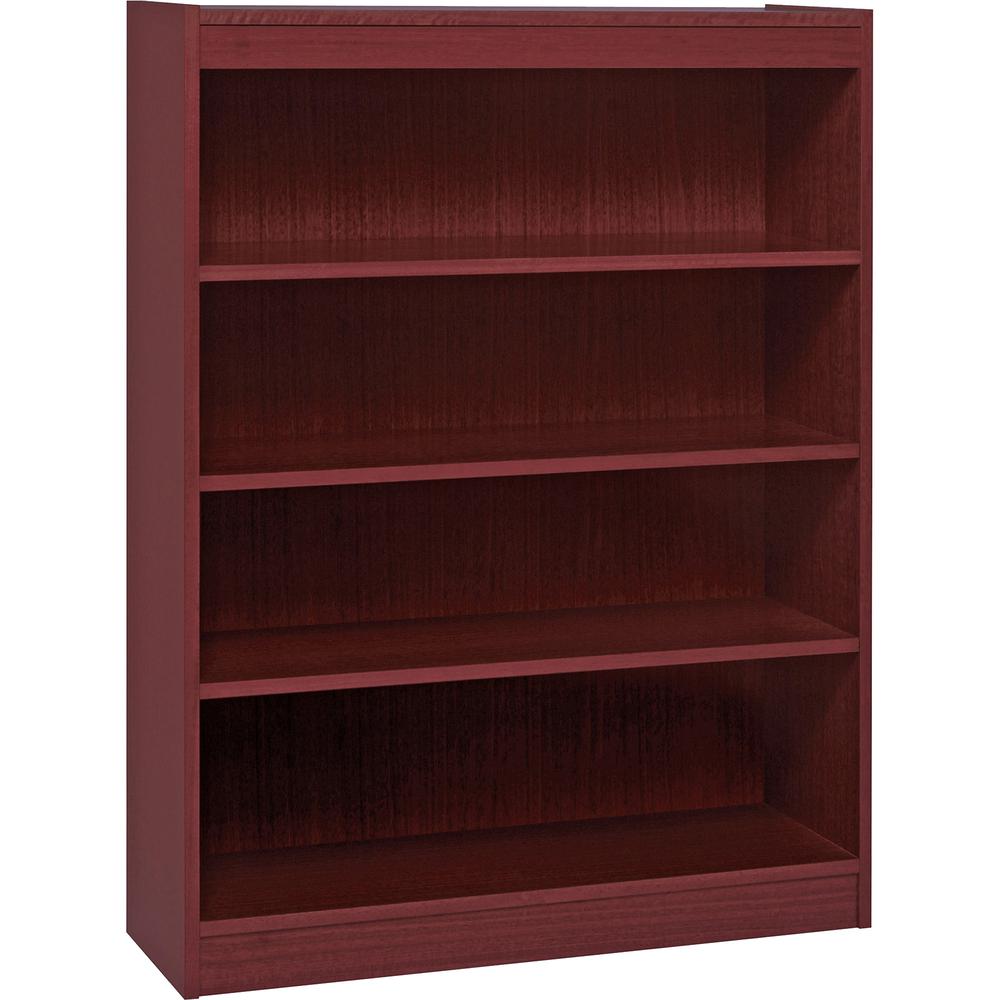 Lorell Panel End Hardwood Veneer Bookcase - 36'' x 12'' x 48'' - 4 x Shelf(ves) - 440 lb Load Capacity - Mahogany - Laminate - Wood - Assembly Required