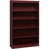 Lorell Panel End Hardwood Veneer Bookcase - 36'' x 12'' x 60'' - 5 x Shelf(ves) - 550 lb Load Capacity - Mahogany - Laminate - Wood - Assembly Required