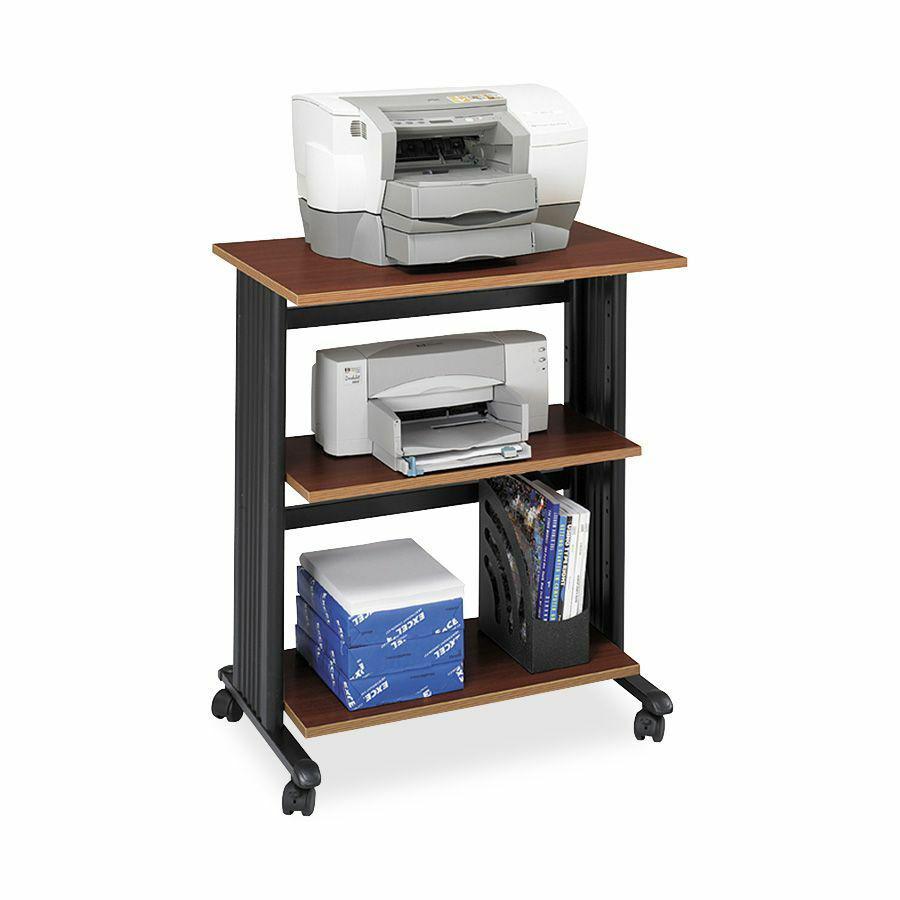 Safco Muv Three Level Adjustable Printer Stand - 175 lb Load Capacity - 3 x Shelf(ves) - 35'' Height x 29.5'' Width x 20'' Depth - Floor - Laminate - Steel, Wood, Melamine, Polyvinyl Chloride (PVC) - Che