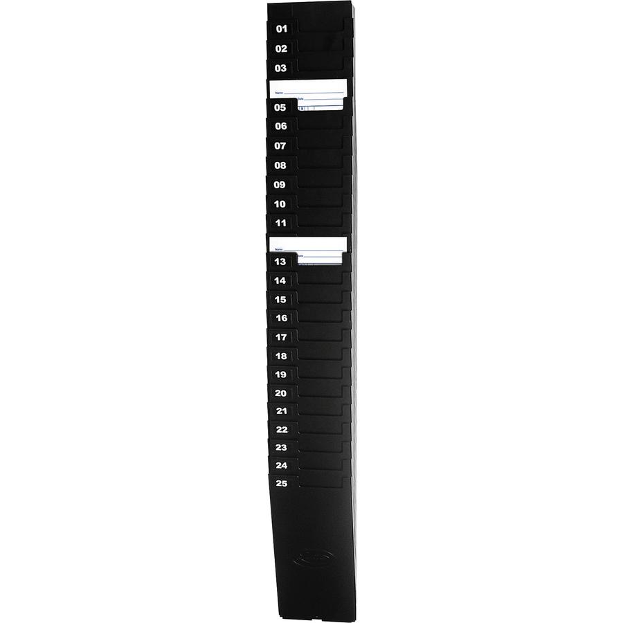 Lathem 25-Pocket Expandable Time Card Rack - 25 Pocket(s) - 33.5'' Height x 4.5'' Width x 2.3'' Depth - Black - Plastic - 1 Each