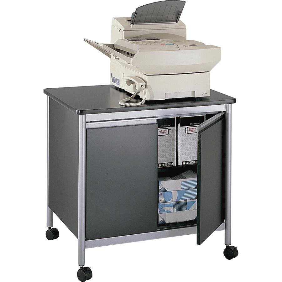 Safco Deluxe Steel Machine Stand - 200 lb Load Capacity - 1 x Shelf(ves) - 30.3'' Height x 32'' Width x 24.5'' Depth - Laminate - Steel - Black