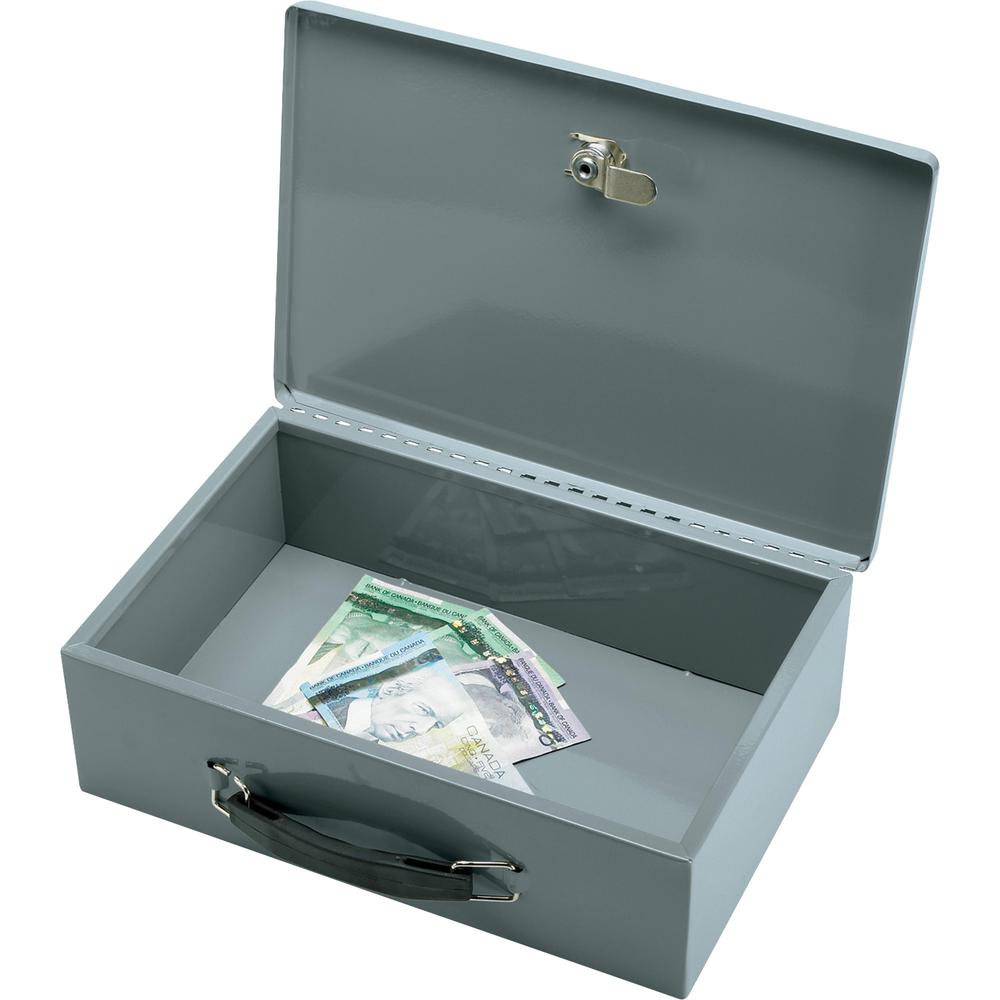 Sparco All-Steel Insulated Cash Box - Steel - Gray - 3.8'' Height x 12.8'' Width x 8.3'' Depth