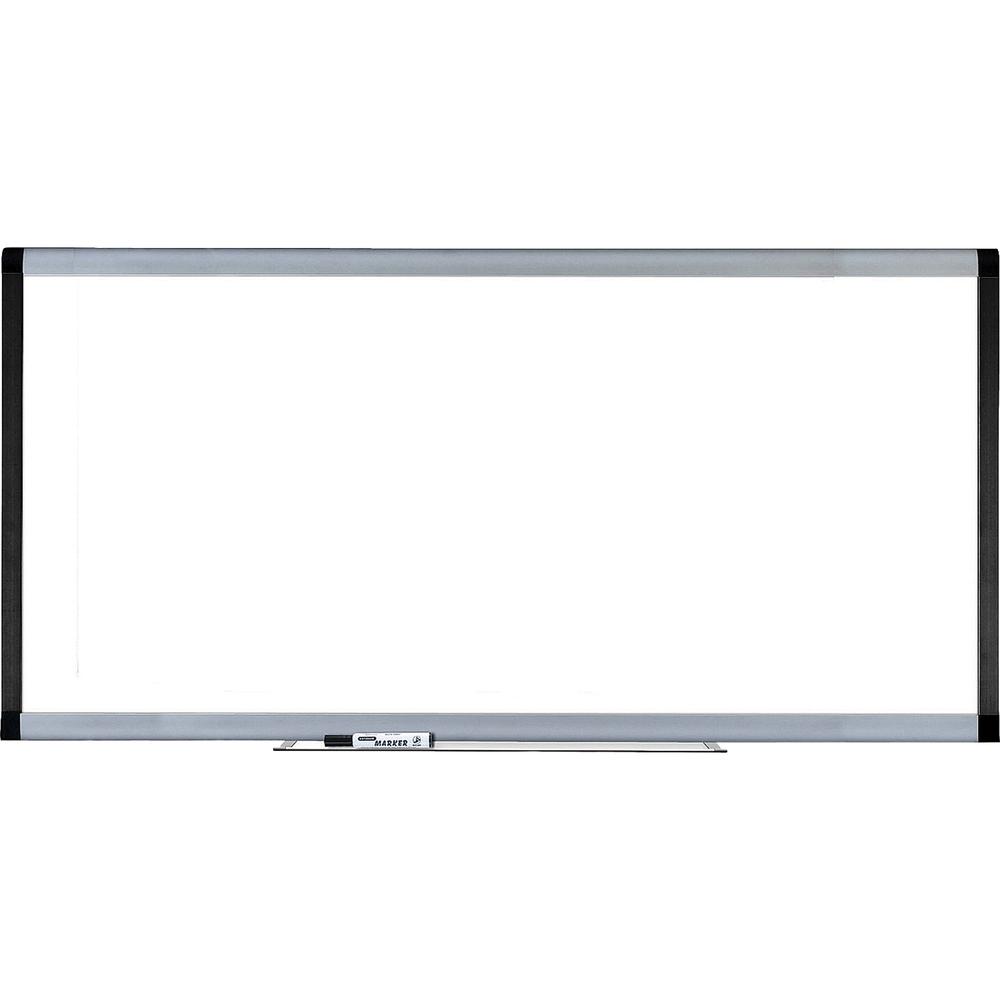 Lorell Signature Series Magnetic Dry-erase Markerboard - 96'' (8 ft) Width x 48'' (4 ft) Height - Coated Steel Surface - Silver, Ebony Frame - Magnetic - 1 Each