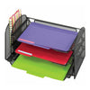 Safco Onyx 1 Upright/3 Tray Mesh Desk Organizer - 1 Pocket(s) - 8'' Height x 17.25'' Width x 9'' Depth - Desktop - Black - 1 Each