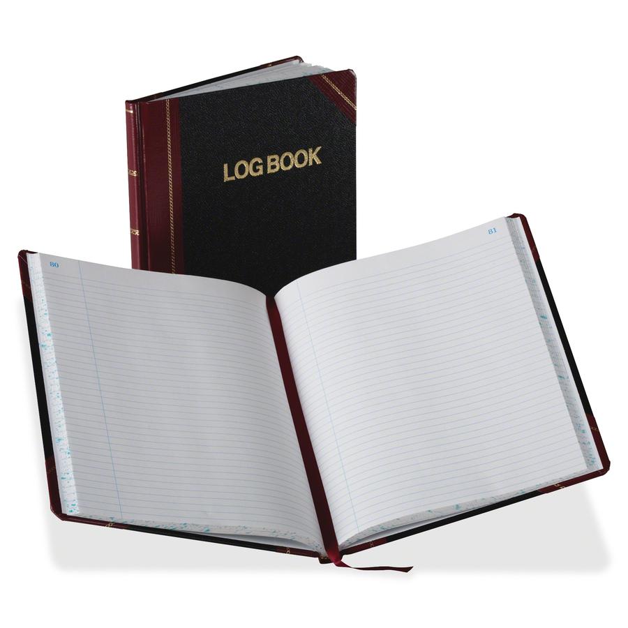 Boorum & Pease 150-page Record Ruled Log Book - 150 Sheet(s) - Thread Sewn - White - Black, Red Cover - 1 Each