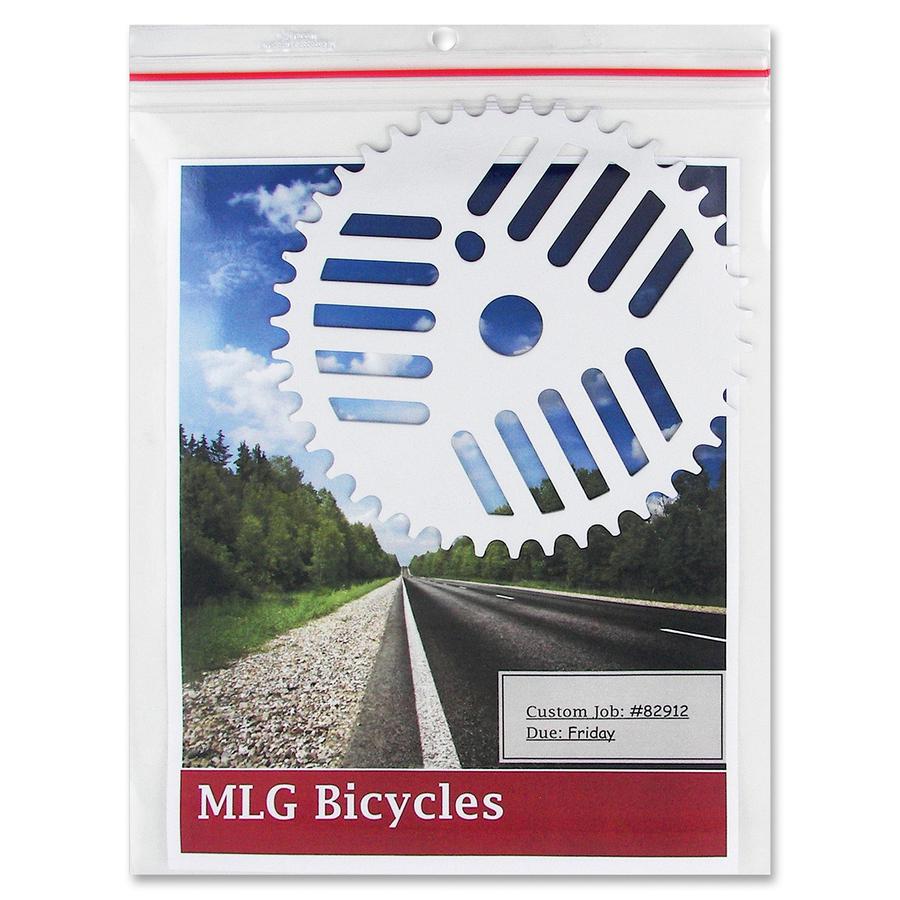 C-Line 82912 Industrial Zipper Seal Shop Ticket Holder - 9'' Width x 12'' Length Sheet Size - Vinyl - Clear - 15 / Box''