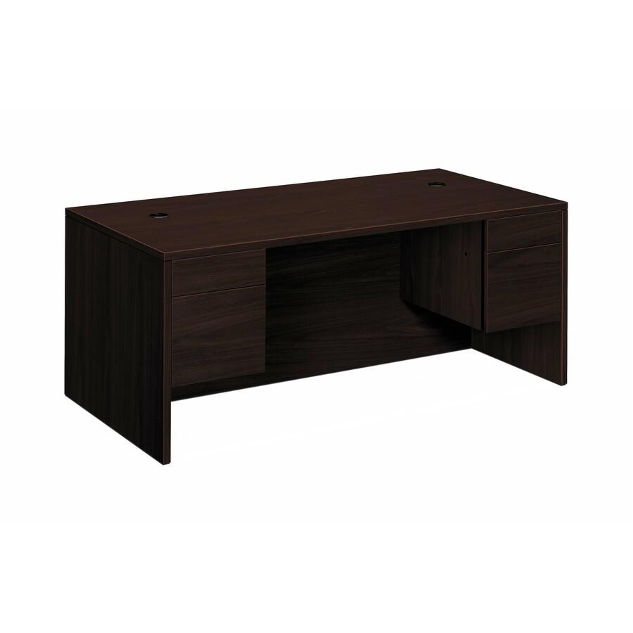 HON 10500 H10593 Pedestal Desk - 72'' x 36''29.5'' - 4 x Box, File Drawer(s) - Double Pedestal - Flat Edge - Finish: Mahogany