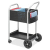 Safco Scoot Mail Cart - 2 Shelf - 300 lb Capacity - 4 Casters - 3'' , 8'' Caster Size - Steel - x 22'' Width x 27'' Depth x 40.5'' Height - Black, Silver - 1 Each