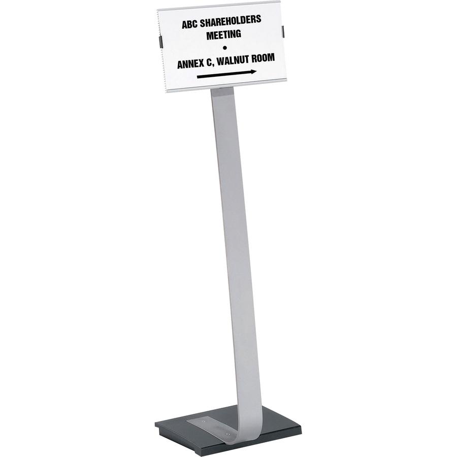 DURABLE INFO SIGN Letter Floor Stand - 8.5'' x 11'' Sign - 40.5'' - 46.5'' Height - Rectangular Shape - Acrylic, Stainless Steel - Updateable - Silver - 1 Pack - Durable