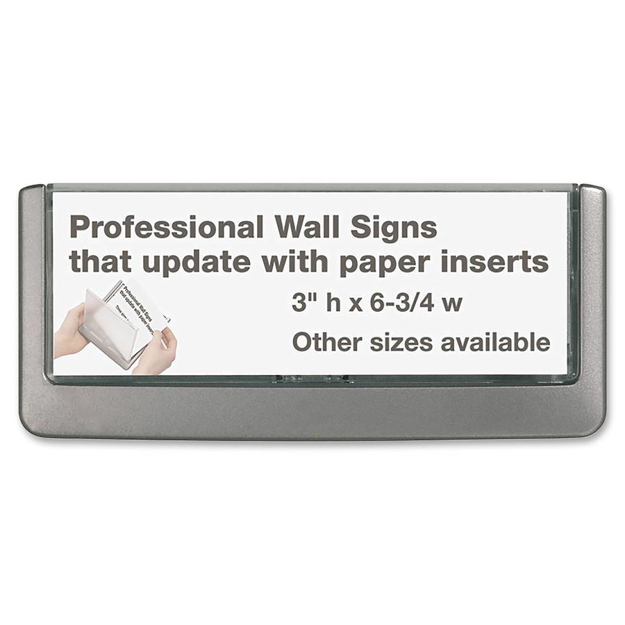 DURABLE CLICK SIGN with Cubicle Panel Pins - 2-1/8'' x 5-7/8'' - 2 Pins - Anti-glare - Acrylic, Aluminum - Updateable - Graphite - 1 Pack - Durable