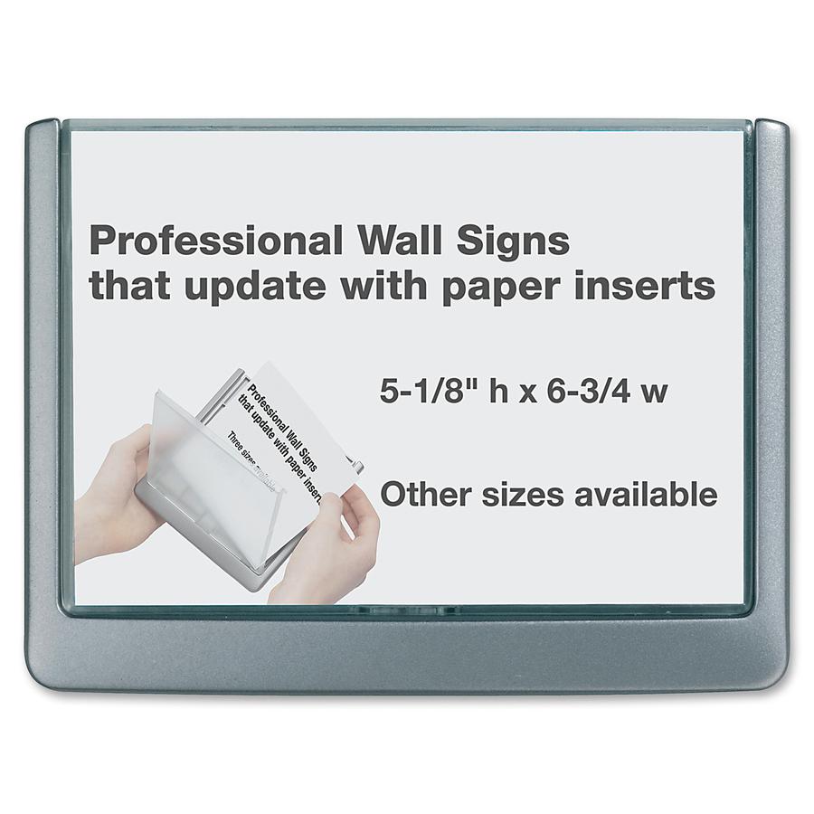DURABLE CLICK SIGN with Cubicle Panel Pins - 4-1/8'' x 5-7/8'' - 2 Pins - Anti-glare - Acrylic, Aluminum - Updateable - Graphite - 1 Pack - Durable