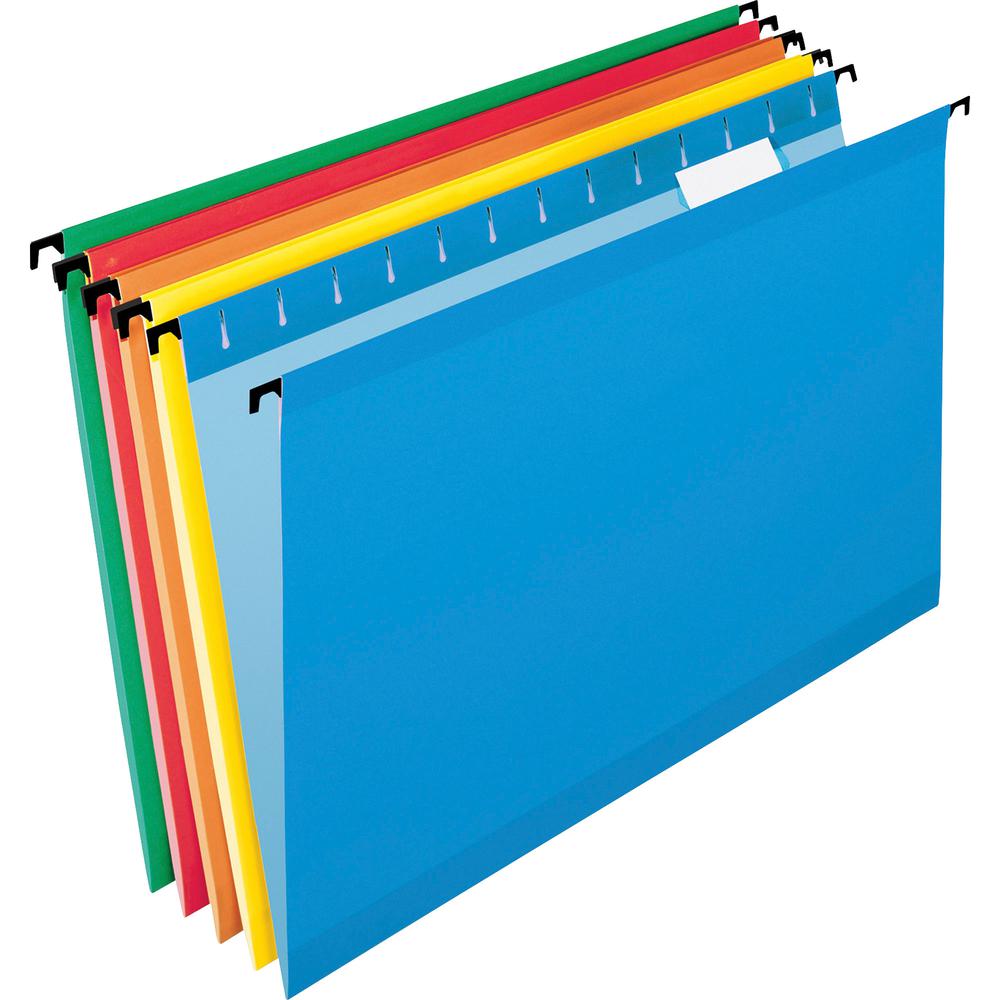 Pendaflex SureHook 1/5 Tab Cut Legal Recycled Hanging Folder - 8 1/2'' x 14'' - Blue, Red, Orange, Yellow, Bright Green - 10% Recycled - 20 / Box
