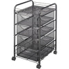 Safco Onyx Double Mesh Mobile File Cart - 2 Shelf - 4 Drawer - 4 Casters - 1.50'' Caster Size - x 15.8'' Width x 17'' Depth x 27'' Height - Black Steel Frame - Black - 1 Each