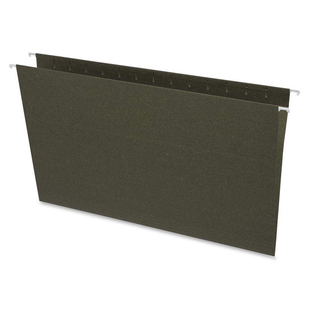 Business Source Legal Recycled Hanging Folder - 8 1/2'' x 14'' - 11 pt. - Green - 100% Recycled - 25 / Box