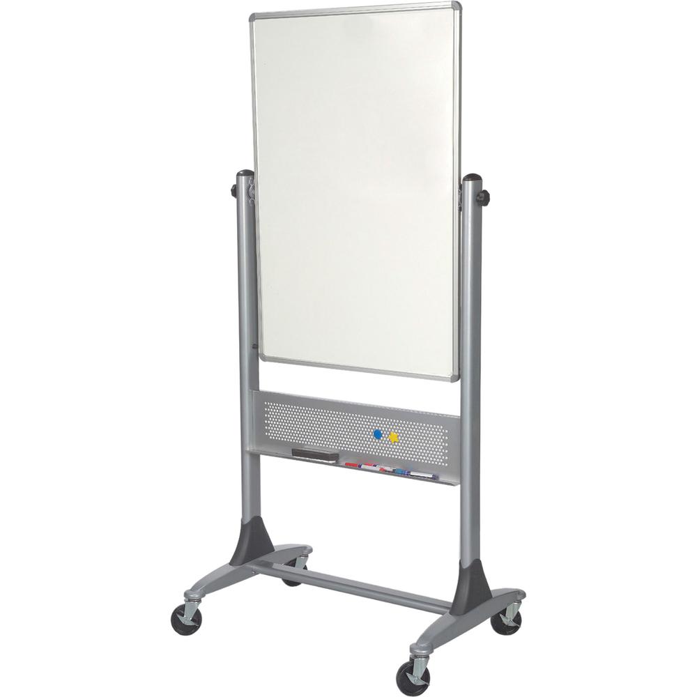 MooreCo Magnetic Porcelain Rotating Markerboard - 30'' (2.5 ft) Width x 40'' (3.3 ft) Height - Porcelain Surface - Aluminum Frame - Rectangle - Assembly Required - 1 Each