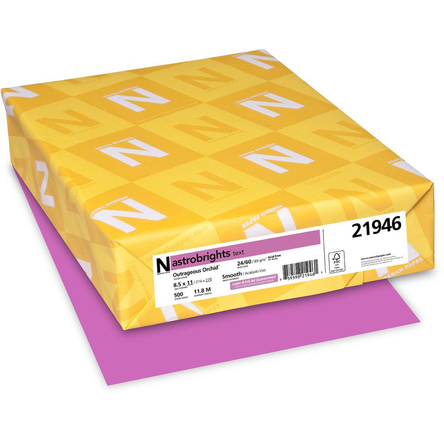 Astrobrights Color Paper - Orchid - Letter - 8 1/2'' x 11'' - 24 lb Basis Weight - 500 / Ream - Acid-free, Lignin-free - Orchid