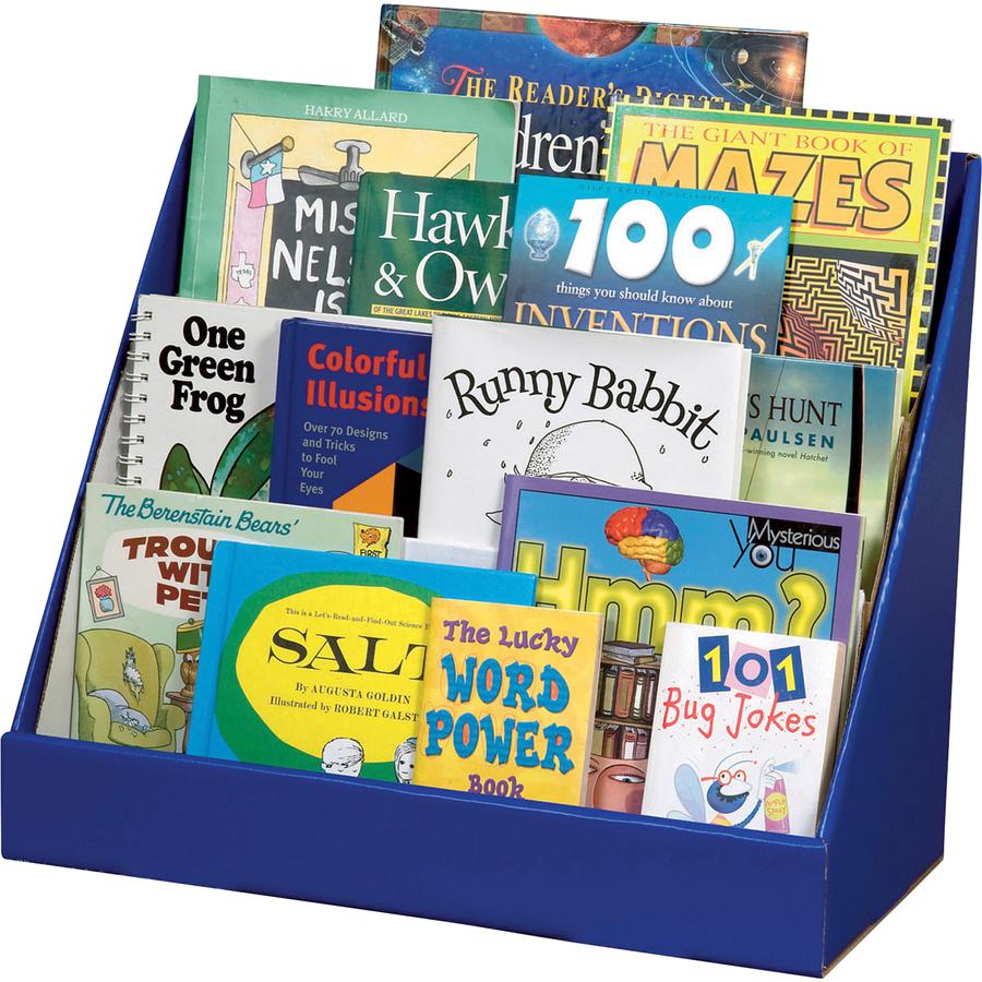 Classroom Keepers Classroom Keeper's Corrugated Book Shelf - 3 Tier(s) - 17'' Height x 20'' Width x 10'' Depth - Sturdy, Corrugated - 70% Recycled - Glossy - Blue - 1 Each