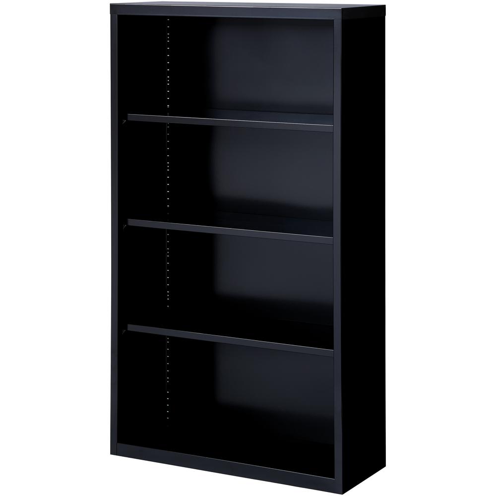 Lorell Fortress Series Bookcase - 34.5'' x 13'' x 60'' - 4 x Shelf(ves) - Black - Powder Coated - Steel - Recycled
