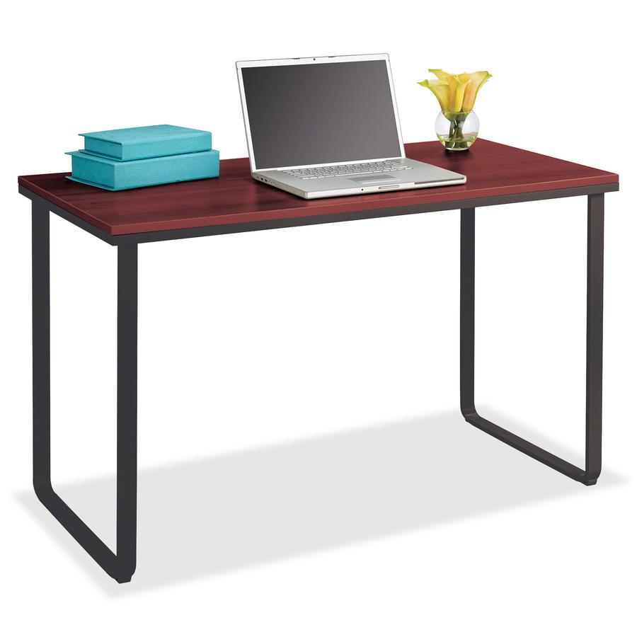 Safco Steel Workstation - Rectangle Top - U-shaped Base - 2 Legs - 150 lb Capacity - 47.25'' Table Top Width x 24'' Table Top Depth x 0.75'' Table Top Thickness - Assembly Required - Cherry, Black - Wood