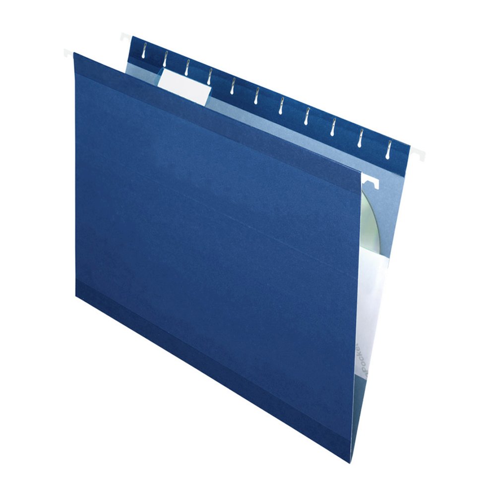 Pendaflex 1/5 Tab Cut Legal Hanging Folder - 8 1/2'' x 14'' - Internal Pocket - 11 pt. - Navy - Reinforced, Tear Resistant, Durable - 25 / Box
