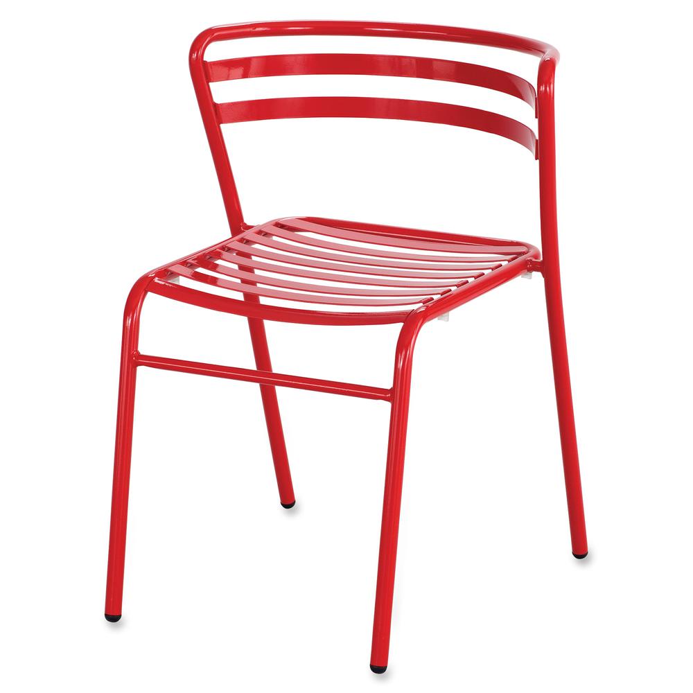 Safco Multipurpose Stacking Metal Chairs - Slate Seat - Slate Back - Red Tubular Steel Frame - Low Back - Four-legged Base - Metal - 2 / Carton