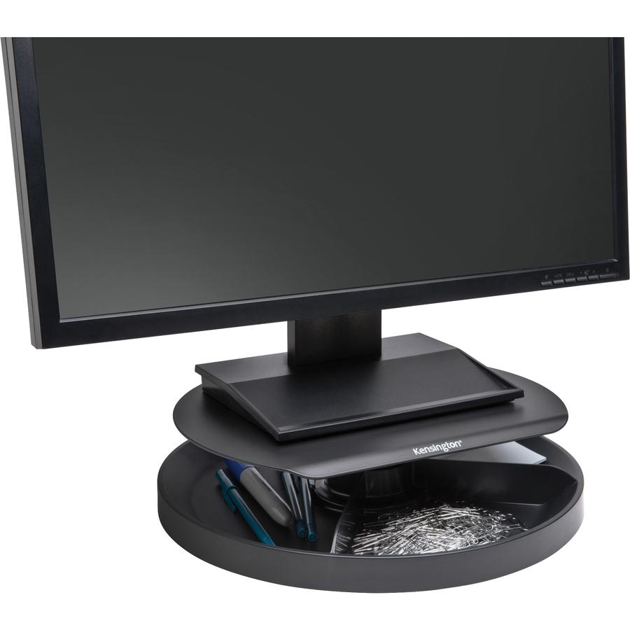 Kensington SmartFit Spin2 Monitor Stand - 40 lb Load Capacity - Flat Panel Display Type Supported - 3.1'' Height x 12.6'' Width x 12.6'' Depth - Desktop - Black - Ergonomic
