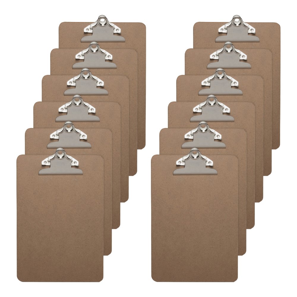 Business Source Mini Clipboard with Standard Metal Clip - Standard - 6'' x 9'' Sheet Size - Hardboard - Brown - 12 / Box
