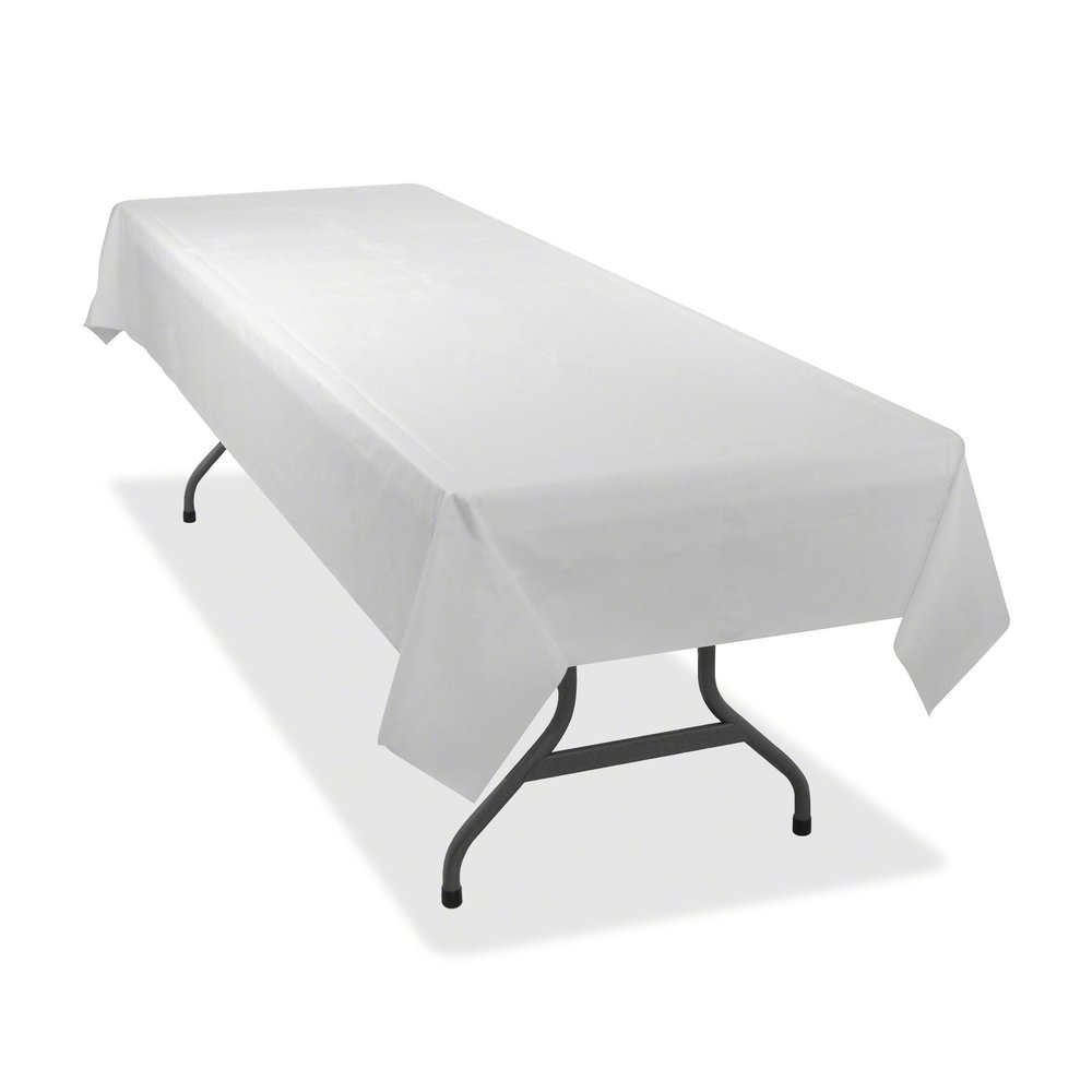 Tablemate Heavy-duty Plastic Table Covers - 108'' Length x 54'' Width - Plastic - White - 6/Pack - 4 / Carton