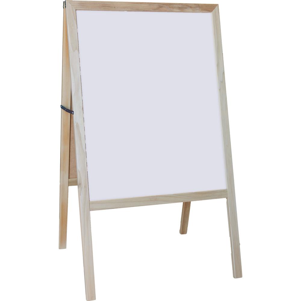 Flipside Dry-erase Board/Chalkboard Easel - Natural White/Black Surface - Hardwood Frame - Rectangle - 1 Each - Crestline Products