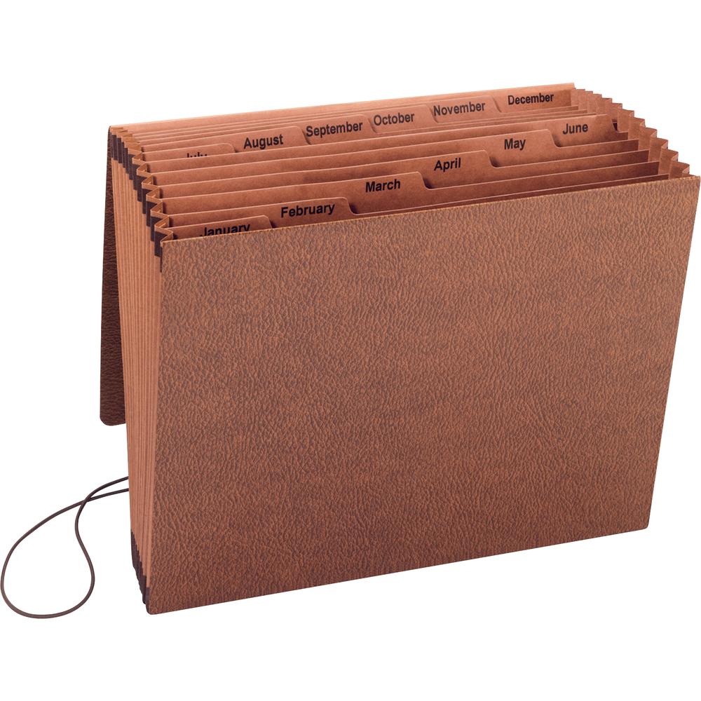 Business Source Letter Recycled Expanding File - 8 1/2'' x 11'' - 12 Pocket(s) - Brown - 30% Recycled - 1 Each