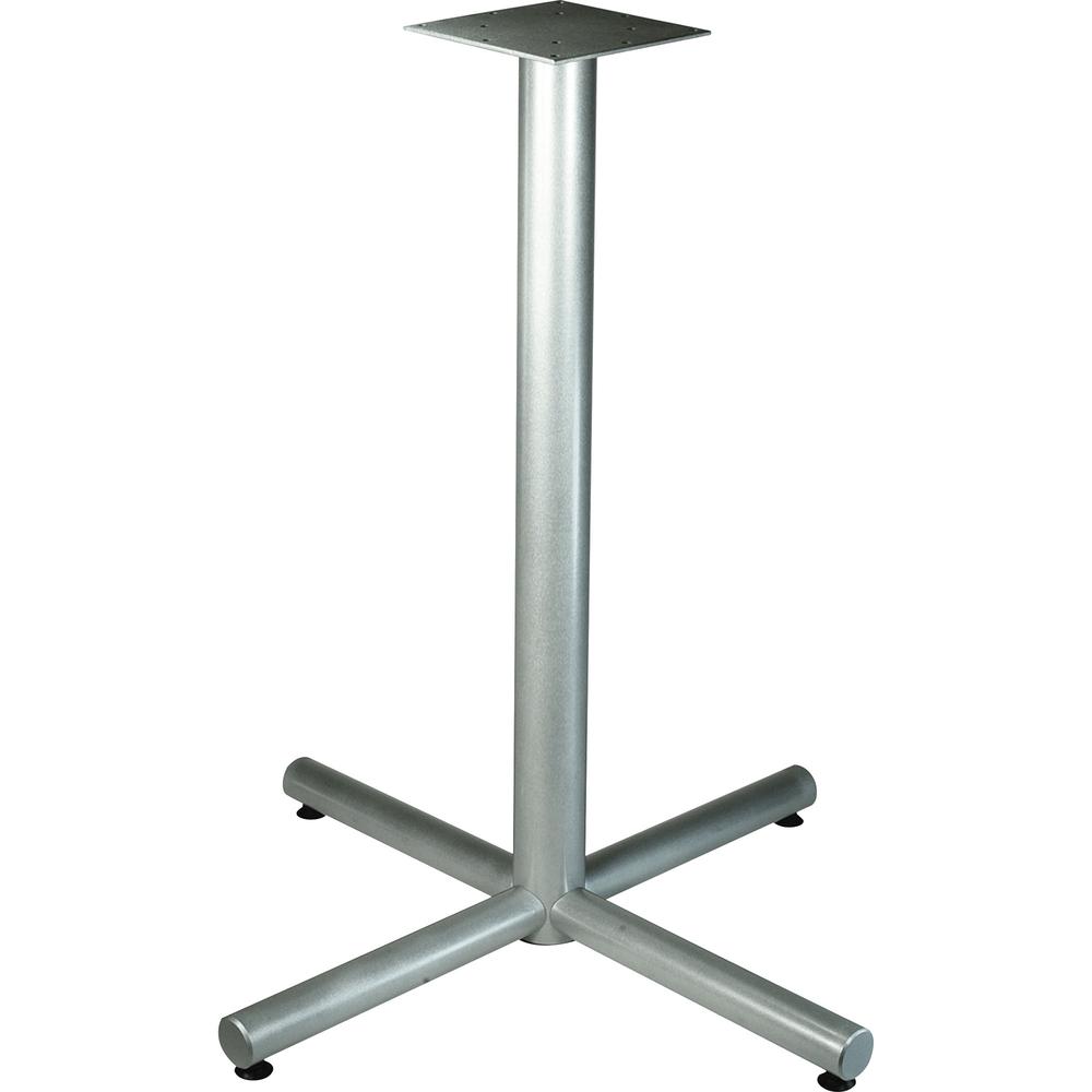 Lorell Hospitality 42'' Bistro-Height Tabletop X-leg Base - Metallic Silver X-shaped Base - 40.75'' Height x 36'' Width - Assembly Required - 1 Each