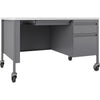 Lorell Fortress Series 48'' Mobile Right-Pedestal Teachers Desk - 48'' x 30''29.5'' - Box, File Drawer(s) - Single Pedestal on Right Side - T-mold Edge - Finish: Gray