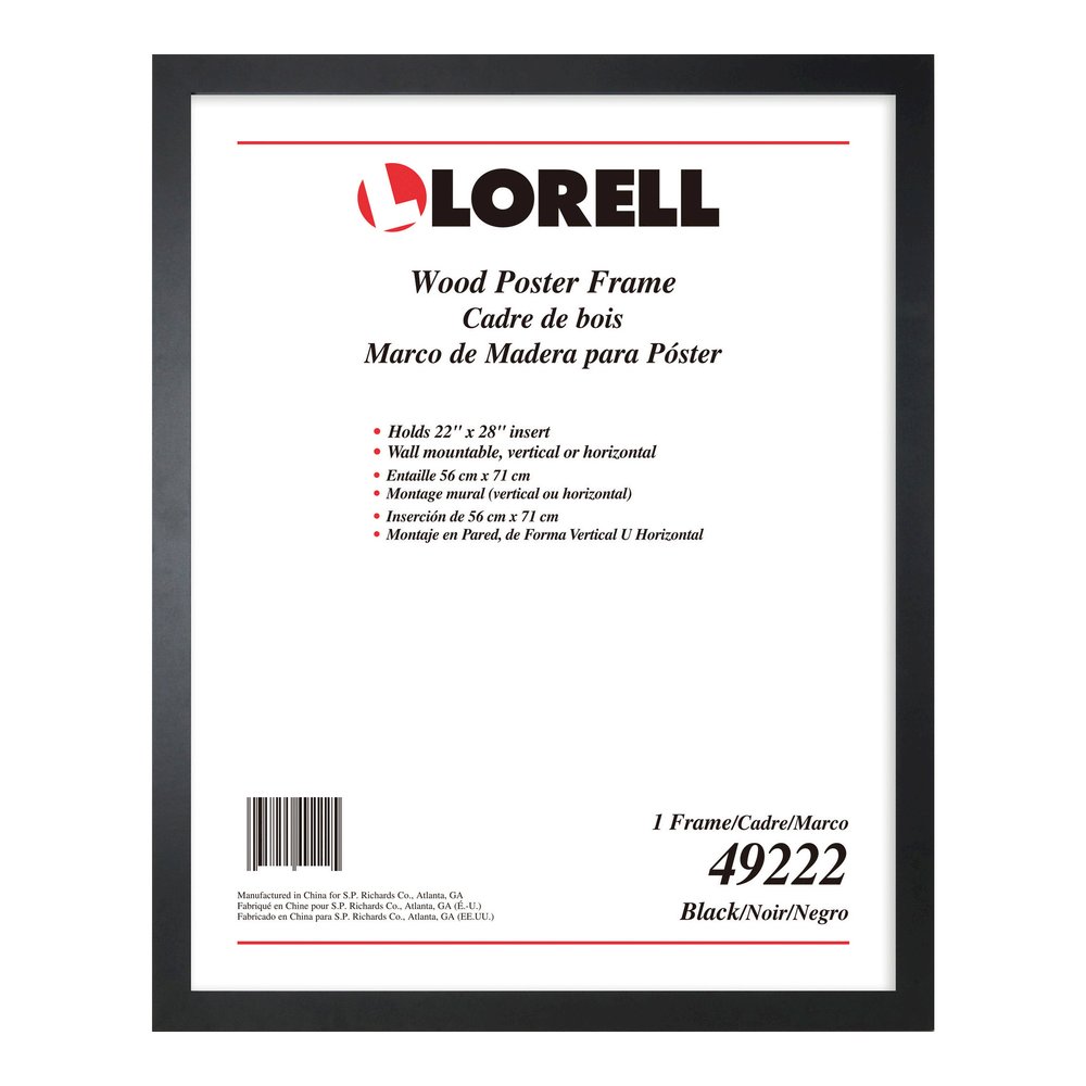 Lorell Solid Wood Poster Frame - 22'' x 28'' Frame Size - Rectangle - Horizontal, Vertical - Black - 1 Each
