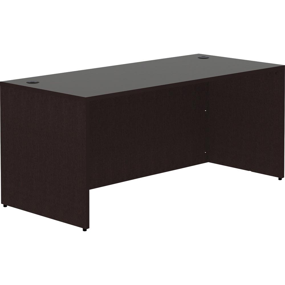 Lorell Essentials Series Rectangular Desk Shell - 66'' x 30''29.5'' Desk Shell, 1'' Top - Finish: Espresso