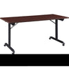 Lorell Mobile Folding Training Table - Rectangle Top - Powder Coated Base - 200 lb Capacity x 63'' Table Top Width - 29.50'' Height x 63'' Width x 29.50'' Depth - Assembly Required - Brown - Laminate Top