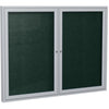 Ghent 48''x60'' 2-Door Satin Aluminum Frame Enclosed Vinyl Bulletin Board - Ebony