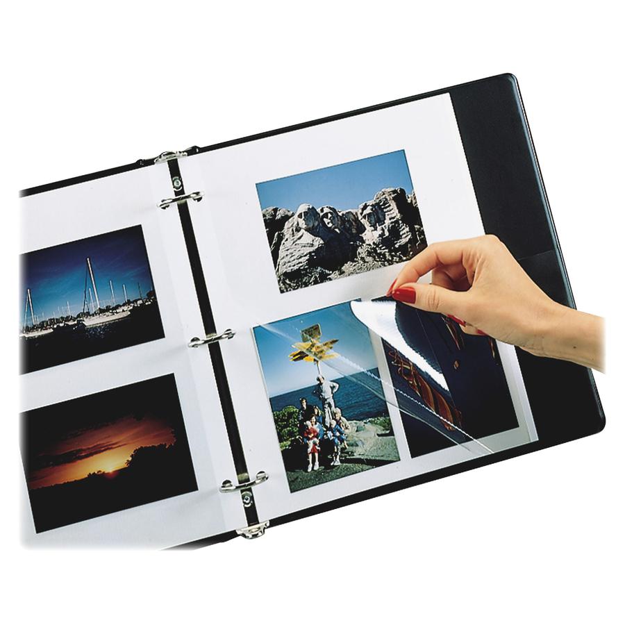 C-Line Redi-Mount Ring Binder Photo Mounting Sheets - Clear Overlay, White Page, 11 x 9, 50/BX, 85050