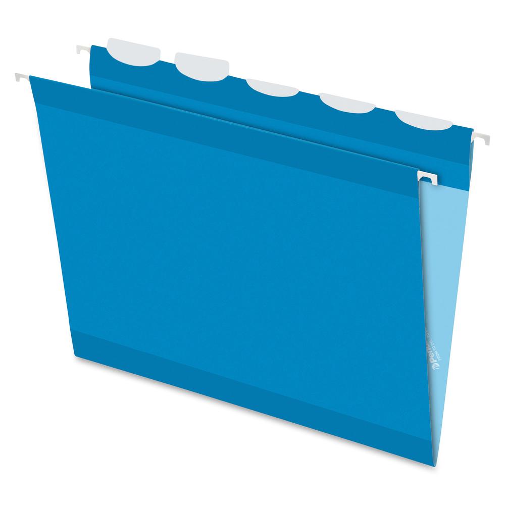Pendaflex Ready-Tab 1/5 Tab Cut Letter Recycled Hanging Folder - 8 1/2'' x 11'' - Blue - 10% Recycled - 25 / Box