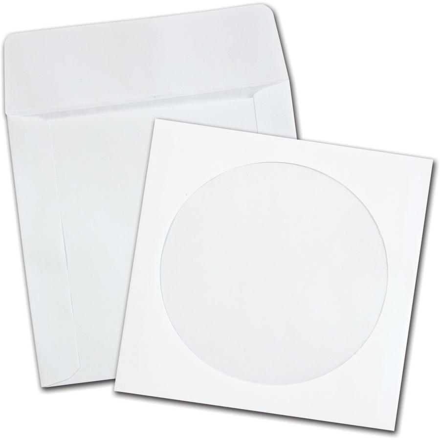 Quality Park Paper CD/DVD Sleeves - CD/DVD - 5'' Width x 4 7/8'' Length - 24 lb - White - Wove - 100 / Box