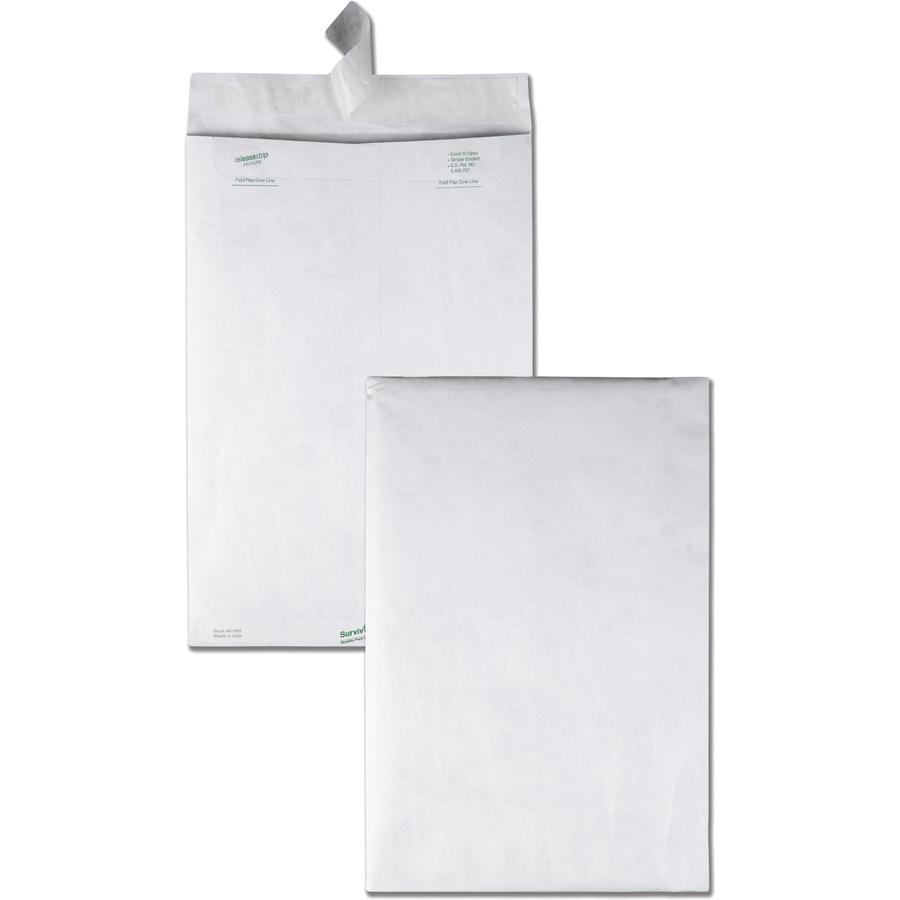 Survivor 10 x 15 DuPont Tyvek Catalog Mailers - Catalog - 10'' Width x 15'' Length - 14 lb - Peel & Seal - Tyvek - 100 / Box - White - SURVIVOR