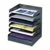 Safco Slanted Shelves Steel Desk Tray Sorter - 6 Tier(s) - Desktop - Durable - Powder Coated - Black - Steel - 1 Each