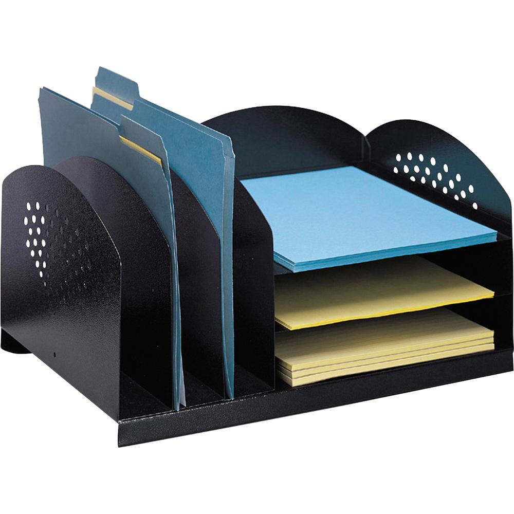 Safco 3 & 3 Combination Rack Desktop Organizers - 6 Compartment(s) - 3 Divider(s) - 3 Tier(s) - 8.25'' Height x 16.25'' Width x 11.25'' Depth - Desktop - Powder Coated - Black - Steel - 1 Each