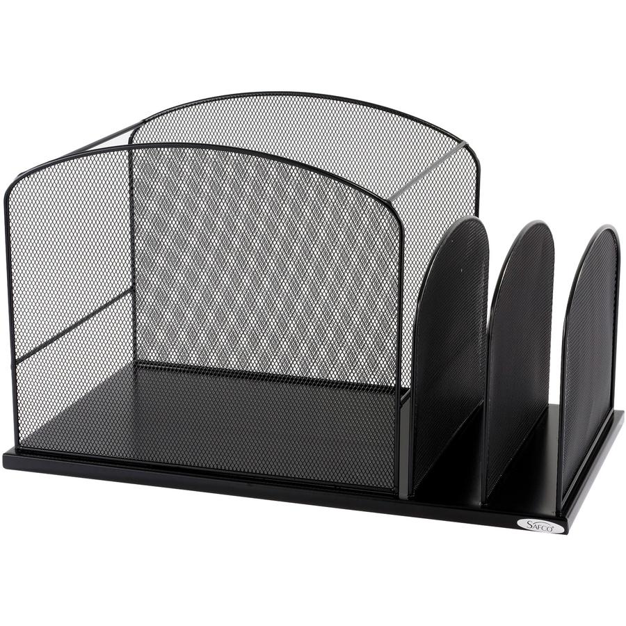 Safco Onyx 2 Upright Sections Hanging File - 11.3'' Height x 19.4'' Width x 11.4'' DepthDesktop - Black - Steel - 1 Each