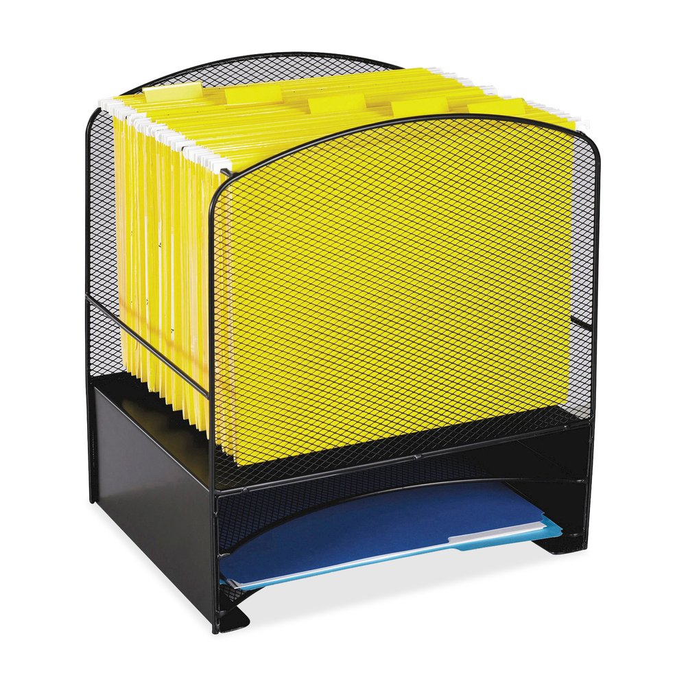 Safco Mesh Hanging File and Letter Tray Rack - Letter - Steel - Black - 1 Each