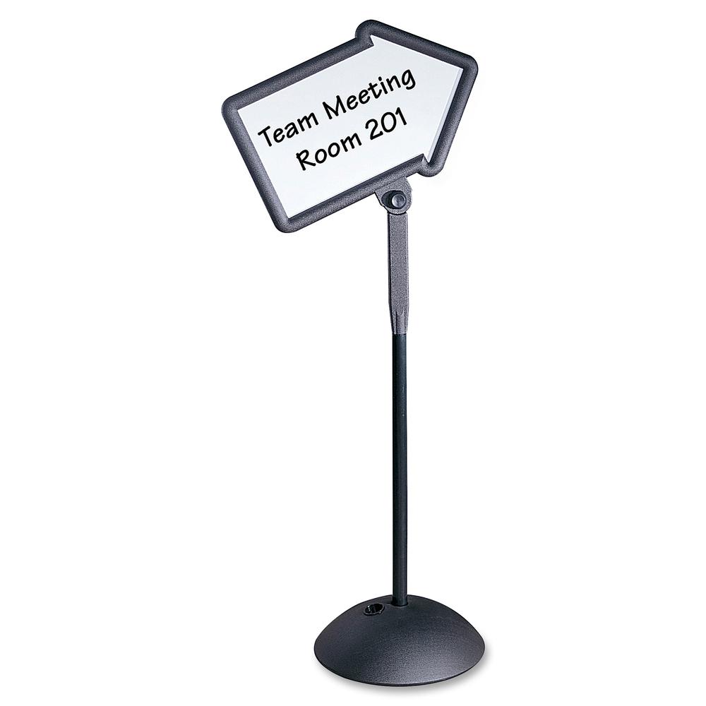 Safco Write Way Dual-sided Directional Sign - 1 Each - 18'' Width x 64.3'' Height x 25'' Depth - Arrow Shape - Both Sides Display, Magnetic, Durable - Steel - Indoor, Outdoor, Office - Black