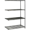 Safco Industrial Wire Shelving Add-On Unit - 48'' x 24'' x 72'' - 4 x Shelf(ves) - 3200 lb Load Capacity - Adjustable Glide, Durable - Black - Powder Coated - Steel - Assembly Required