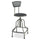 Safco Diesel High Base Stool With Back - Black Leather Seat - Leather Back - Pewter Steel Frame - Pewter - Leather - 1 Each