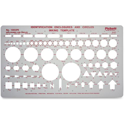 Chartpak Circle/Identification Template - Circle, Square, Hexagon, Rectangle, Diamond, Directional Arrow - 5.9'' x 10'' - Gray