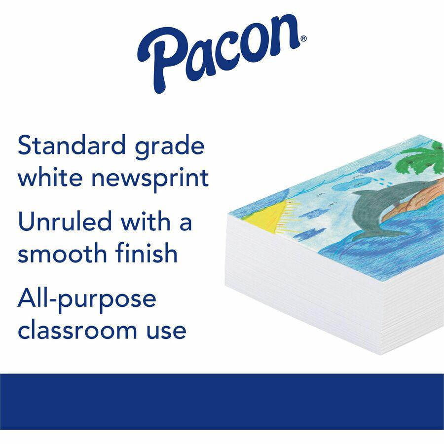 Pacon Recyclable Newsprint Paper - 500 Sheets - Plain - 18'' x 24'' - White Paper - 500 / Ream